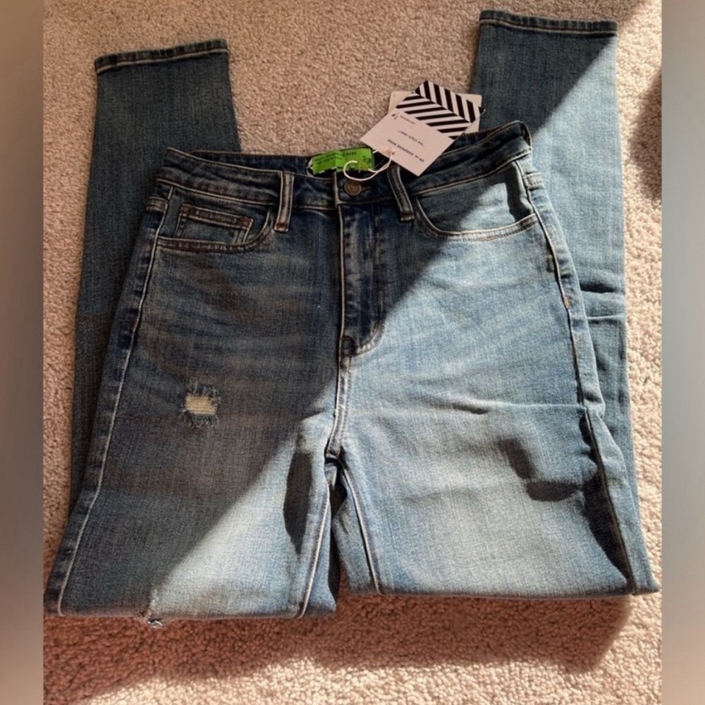 FREE PEOPLE X SANDRINE ROSE - Women's Distressed Skinny Jean Indigo - Size 27 - Picture 3 of 8